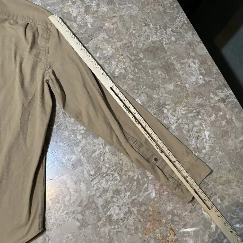 J Crew Shirt Mens XL Khaki Brown Pinwale Corduroy Long Sleeve Button Preppy